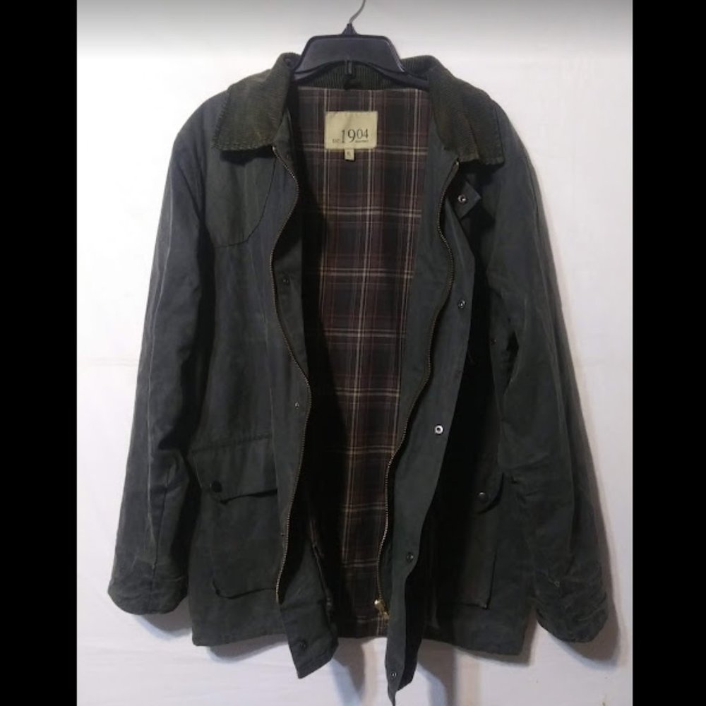 Men's XL Portwest 1904 waxed corduroy collar green jacket